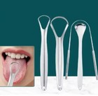 4pcs Metal Tongue Scraper Stainless Steel Oral Cleaner For Adults Bad Breath Car