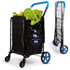Large Folding Utility Shopping Cart - Heavy Duty  110 Lb Capacity  360   Wheels 