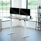 Vivo Electric 71    X 30    Stand Up Desk  Reclaimed Wood Table Top  White Frame