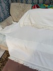 Anthropologie White Textured Cotton Fringed Baby Crib Bed Skirt