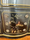 Drexel 1960 s Black Laquer Breakfront Asian China Cabinet