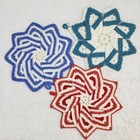 Lot Of 3 Hand Crochet Pinwheel Pot Holder Hot Pad Trivets Red White Blue 