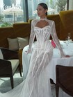Wedding Dress High Neck Mermaid Full Sleeve Lace Wedding Bridal Gown Luxury Boho