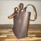 Michael Kors Medium Jet Set Tote Brown Mk Logo Double Pocket  Detachable Strap