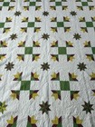 Antique 1800s Goose Tracks Lemoyne Star Patchwork Quilt Red Green 12spi Quilting