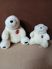 Vintage 1993 Pair Of Coca cola Polar Bear Plushes 9    6  Logo On Chest 