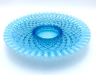 Vintage Fenton Blue Opalescent Diamond Lace Ruffled Low Pedestal Cake Stand