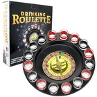 Shot Glass Roulette Game - 16-piece Red black Set With 2 Metal Balls  Fun Party
