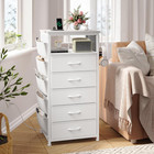 Tall Nightstand With 5 Drawers  Night Stand With Charging Station And Led Light 