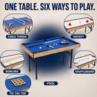 6 In 1 Multi Game Table Folding Pool Table  Billiard  Hockey  Table Tennis  Bowl