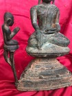 18th Century Antique Burmese Bronze Seated Buddha And Disciples