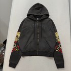 Ed Hardy    skulls    Charcoal Sunfaded Boxy Zip Up Hoodie