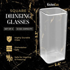 Square Drinking Glasses Set Of 4 - Square Glass Cups 12 Oz - Modern Glassware Se