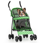 4 Wheels Foldable Pet Stroller breathable Travel Carrier Storage Basket skylight
