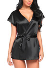 Sexy Lingerie Women s Satin Kimono Robe Lace Trim Robes Dress Sleepwear Nightie