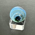 Handmade Contemporary Art Glass Marble 1  Blue Vortex W  Crushed Opal Sparkles