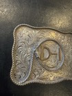Diablo Engraved Belt Buckle Sterling Silver Overlay Western D-i Pattern