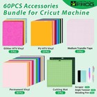 Vinyl Frog 60pcs Cricut Bundle Htv Adhesive Vinyl Tools Mat Weeding Kit Set