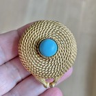 Vintage Estee Lauder Faux Turquoise Solid Youth Dew Perfume Compact Mostly Empty