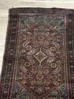Antique Hand Made Oriental Rug Dark Reds Blues 45x29   