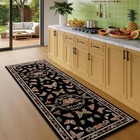 2x6 Black Runner Rug  Washable Non Slip Insect Botanical Rug For Hallway  Kitche