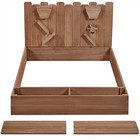 53 l  44 5   w Kids Large Wooden Sandbox For Backyard 2 Foldable Bench Seats  Used