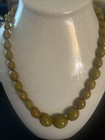 Vintage Bakelite Art Deco Greenish Yellow Marbled Bakelite Beads Necklace