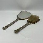 Vintage Victorian Style Vanity Hand Mirror And Brush Set Silver And Gold Tone