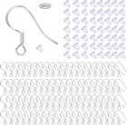 100 Pcs   50 Pairs 925 Sterling Silver Earring Hooks Hook Ear Wires With 100 Pcs