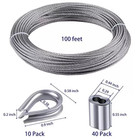 Wire Rope 1 16  304 Stainless Steel Wire Cable 100 200ft W  50 100 Crimp Sleeves