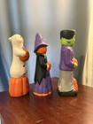 1999 Vtg Painted Halloween Frankenstein  Scarecrow  Witch  Pumpkin Ceramic Deco
