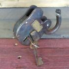 Antique Alcatraz San Francisco Death Row 3  Cast Iron Black Finish Lock   Keys 