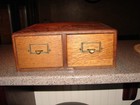 Antique Industrial 2 Drawer Dovetailed Oak Library File Card Cabinet Nice  