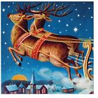 Two Christmas Decoupage Paper Napkins Vintage Santa Sleigh Luncheon