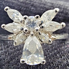 Vintage Simulated Diamond  8 Stones  Angel Ring Silver Tone Tgw 2 10 Cts  Size 7