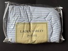 Rare New Laura Ashley  euro Periwinkle Blue Stripe Pillow Sham Vintage Quilted