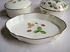 Lot Of 3 Wedgwood England Wild Strawberry Bone China Trinket Boxes Dish