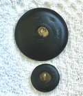 Two Black Glass Picture Buttons  Mercury hermes  Backmarks   Mother daughter 