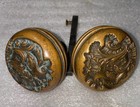 Antique Pair Of  Very Ornate Brass Door Knobs  Mfg  Reading Hardware
