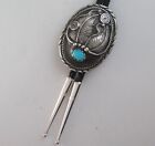 Sterling Silver With Turquoise Ornate Appliqu   Southwestern Bolo Tie