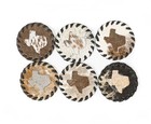 Cowhide Coaster Texas Map Assorted - Set Of 12