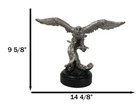 Large Majestic Electroplated Pewter Silver Bald Eagle Catching Prey Statue