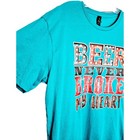 Gildan Women s Jade T-shirt Beer Never Broke My Heart Women s Size Large New