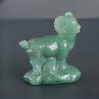 Carved Gemstone Green Aventurine Crystal Ram Sheep Goat Figurine Statue Decor