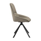 Maverick Swivel Upholstered Dining Chair In Taupe Grey Faux Leather With Blac   