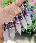 5pcs Natural Rock Quartz Amethyst Bullet Head Pendulum Pendants Jewelry Making