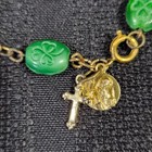 Vintage Green Shamrock St  Patrick Beaded Rosary Bracelet 