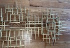 Vintage Brutalist Abstract Metal Nail Gold Wall Art Sculpture Bowie Ellis Style