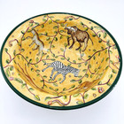 Ros Byrne Pottery 10   Serving Bowl Hand Painted Zimbabwe Elephant Giraffe Rino