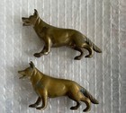 Pair Vintage Brass Dog Figurine German Shepard Small Brass Animal 4   